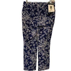 RAFAELLA Comfort Capris Pullon Blue White Floral 6